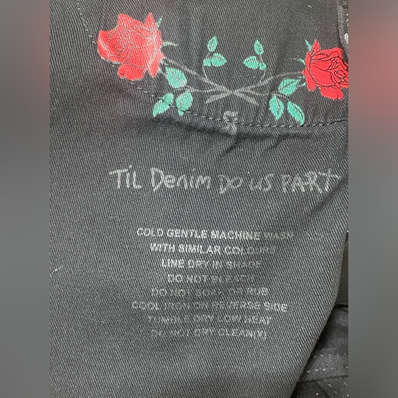 Saint Morta Sideline Distressed Skinny Jeans Men’s 34 Black/ Red Tartan - Picture 11 of 15